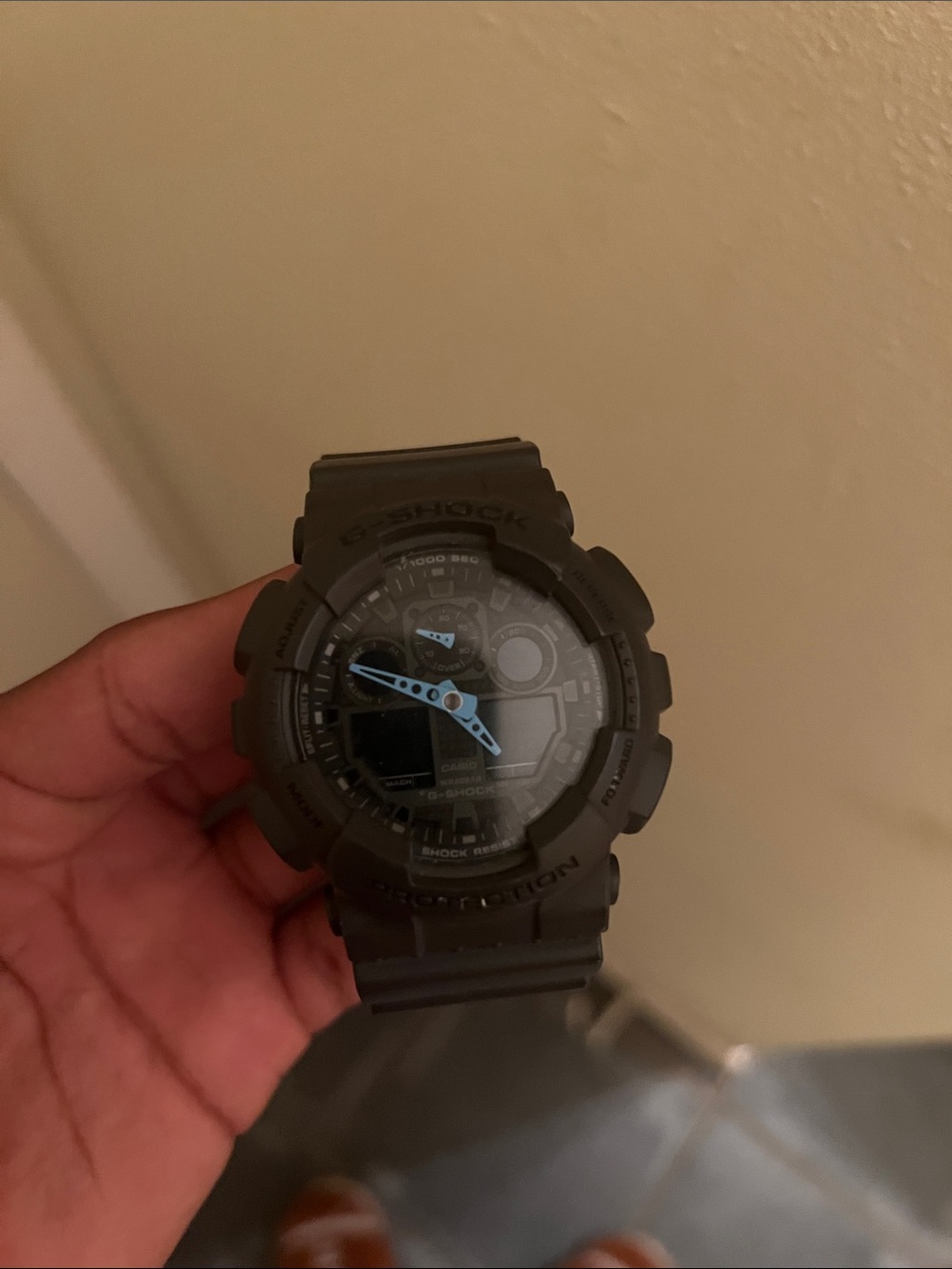 G-Shock Black Watch with Light Blue Hands